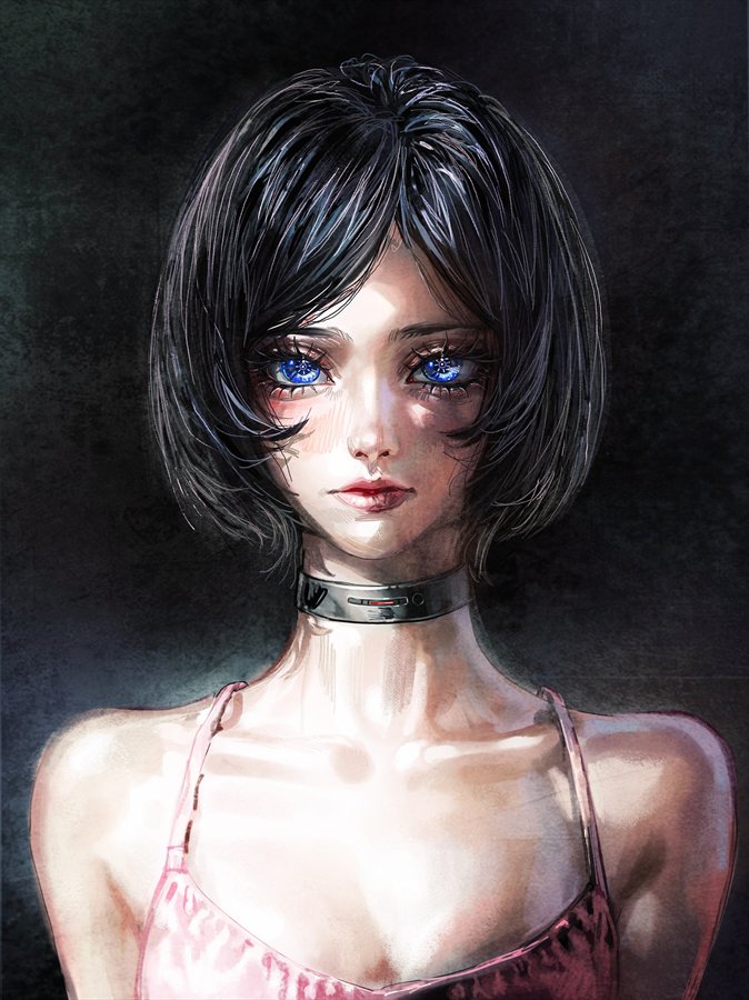 Head commission example: portrait with a choker
